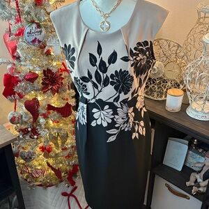 Floral Black and Cream Dress
